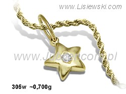 Złota zawieszka Wisiorek z cyrkonią żółte złoto 585 - 305w - 1