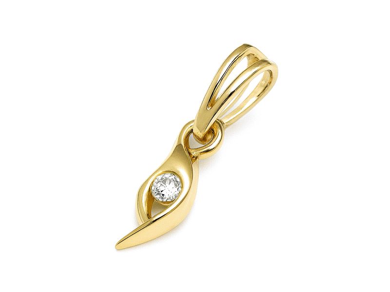 Złoty wisiorek z brylantem - 306w_br