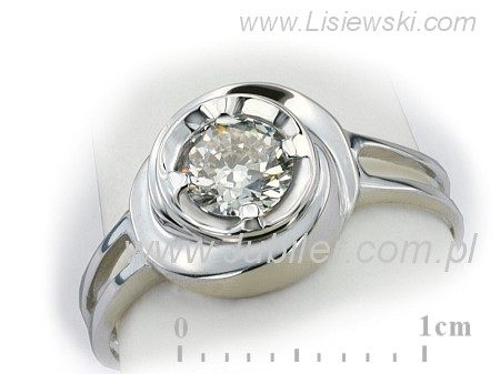 Złoty pierścionek z brylantem białe złoto - 308bbr_SI_H — zdjęcie 3