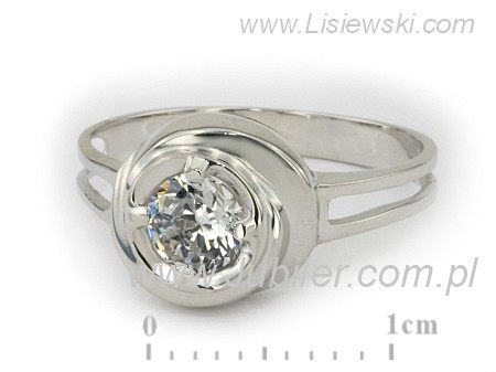 Złoty pierścionek z brylantem białe złoto - 308bbr_VS_H — zdjęcie 2