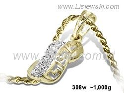 Złoty Wisiorek zawieszka złota z cyrkoniami złoto 585 - 308w - 1