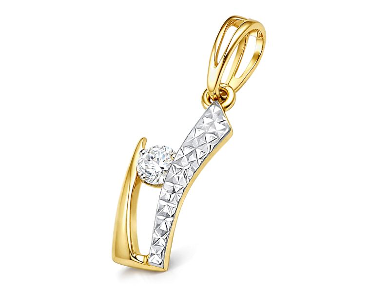 Złoty wisiorek z brylantem - 309w_br