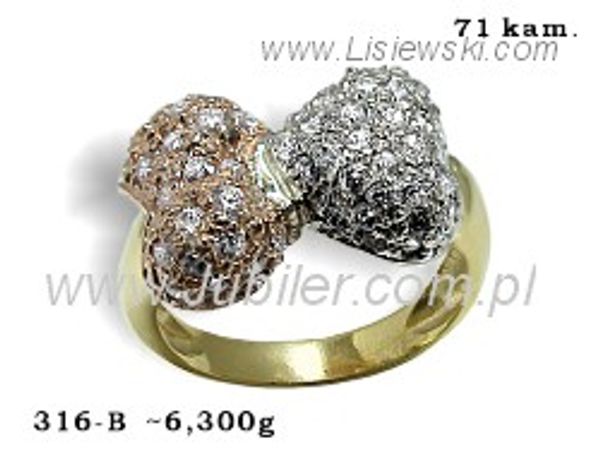 Pierścionek z cyrkoniami z żółtego złota i białego złota - 316b