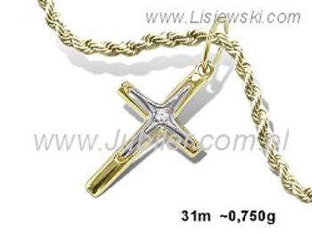 Złoty krzyżyk z cyrkonią żółte złoto 585 - 31m - 1