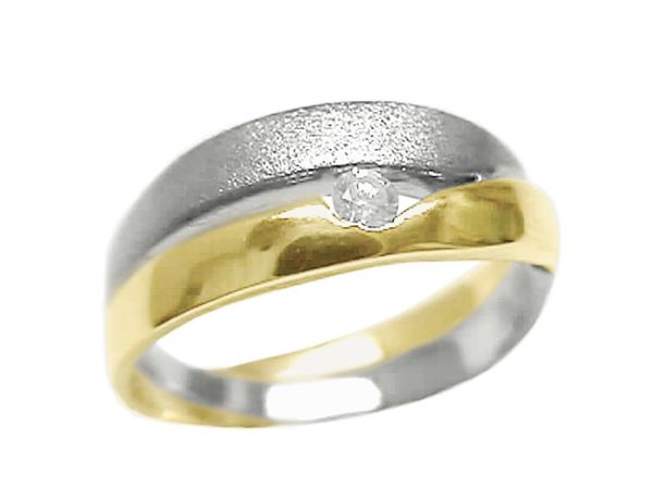 Pierścionek z diamentem żółte i białe złoto - 333b_br_P1_H
