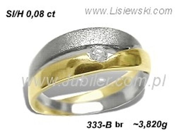 Pierścionek z diamentem żółte i białe złoto proba 585 - 333b_br_P1_H