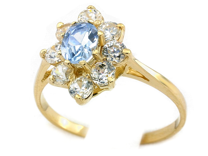 Złoty pierścionek z cyrkoniami - 34n