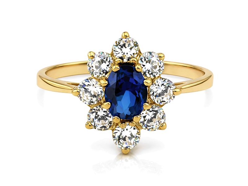 Złoty pierścionek z cyrkoniami i spinelem - 34p — zdjęcie 3