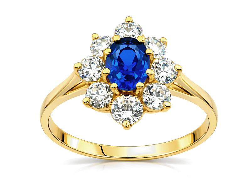 Złoty pierścionek z cyrkoniami i spinelem - 34p