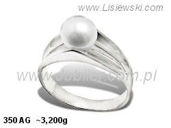 Pierścionek srebrny z perłą - 350ag