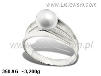 Pierścionek srebrny z perłą - 350ag - 1
