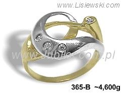 Pierścionek z cyrkoniami z żółtego złota i białego złota - 365b - 1