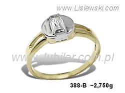 Pierścionek z cyrkonią z białego i żółtego złota - 388b