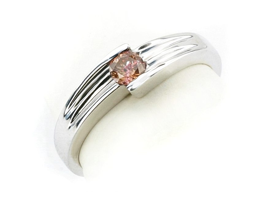 Pierścionek białe złoto z różowym brylantem - 3k_jg196_4_p — zdjęcie 3