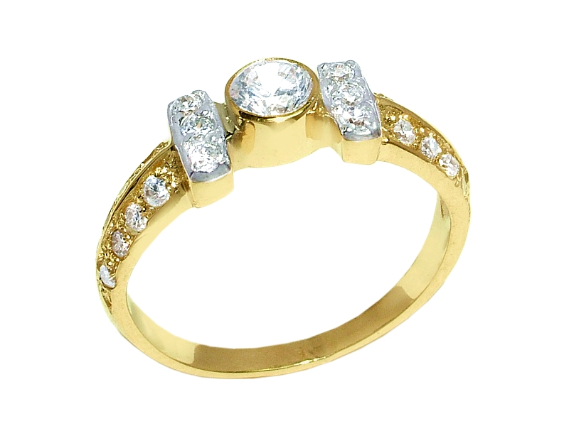 Złoty pierścionek z cyrkoniami żółte złoto - 4