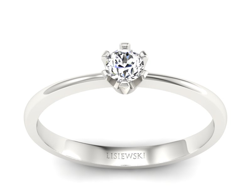 Złoty pierścionek z brylantem białe złoto - 40004b