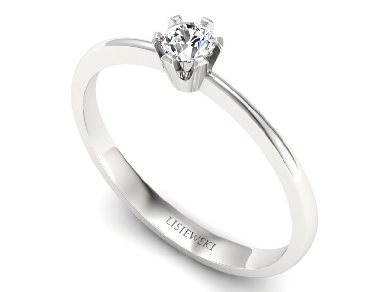 Złoty pierścionek z brylantem białe złoto - 40004b — zdjęcie 3