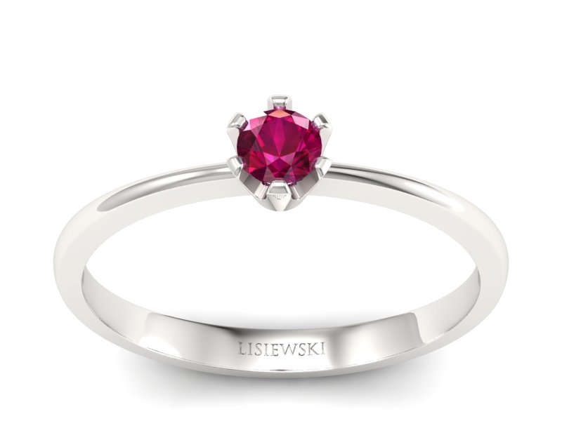 Złoty pierścionek z rubinem białe złoto - 40004br