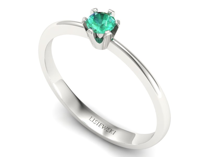 Złoty pierścionek białe złoto ze szmaragdem - 40004bsm — zdjęcie 3