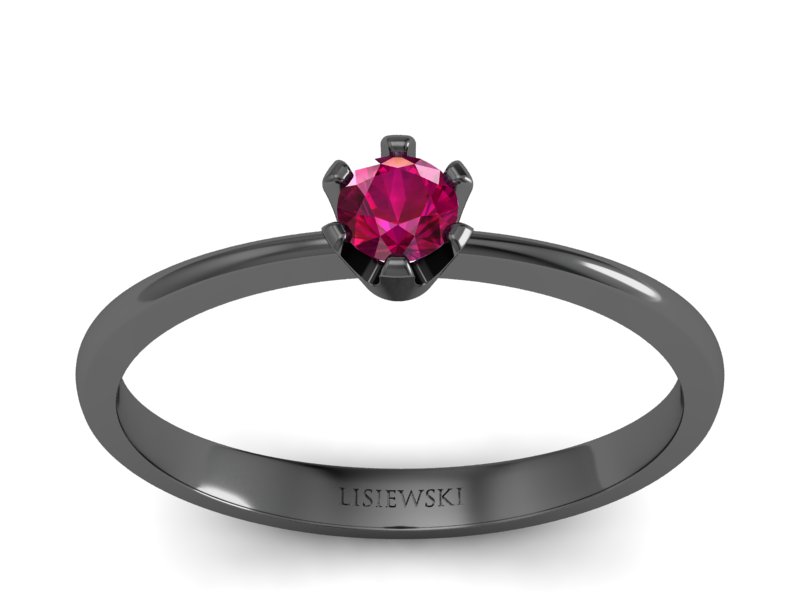 Złoty pierścionek z rubinem czarne złoto - 40004czr