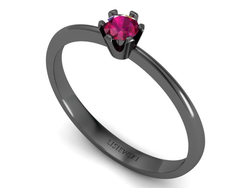 Złoty pierścionek z rubinem czarne złoto - 40004czr — zdjęcie 3