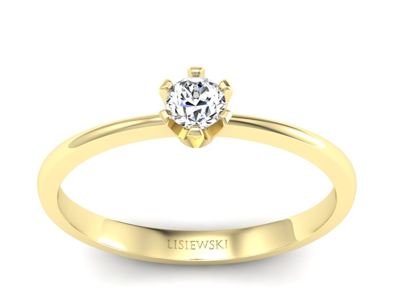 Złoty pierścionek z brylantem żółte złoto - 40004z