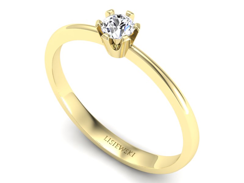 Złoty pierścionek z brylantem żółte złoto - 40004z — zdjęcie 3