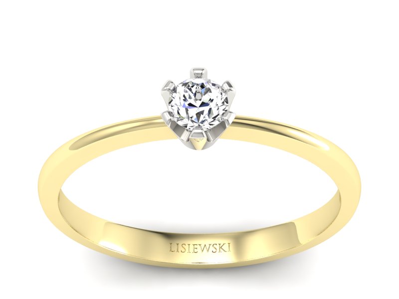 Pierścionek z diamentem żółte i białe złoto - 40004zb