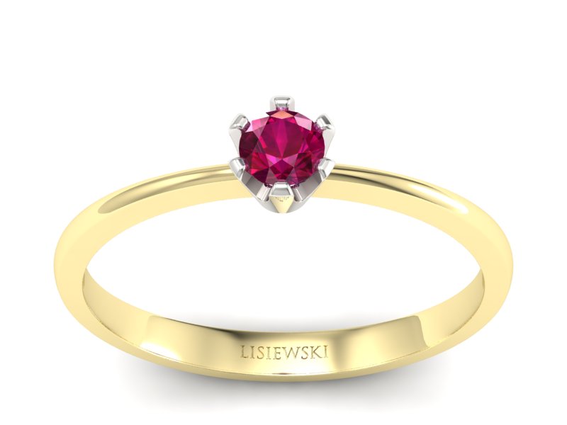 Pierścionek z rubinem żółte i białe złoto - 40004zbr