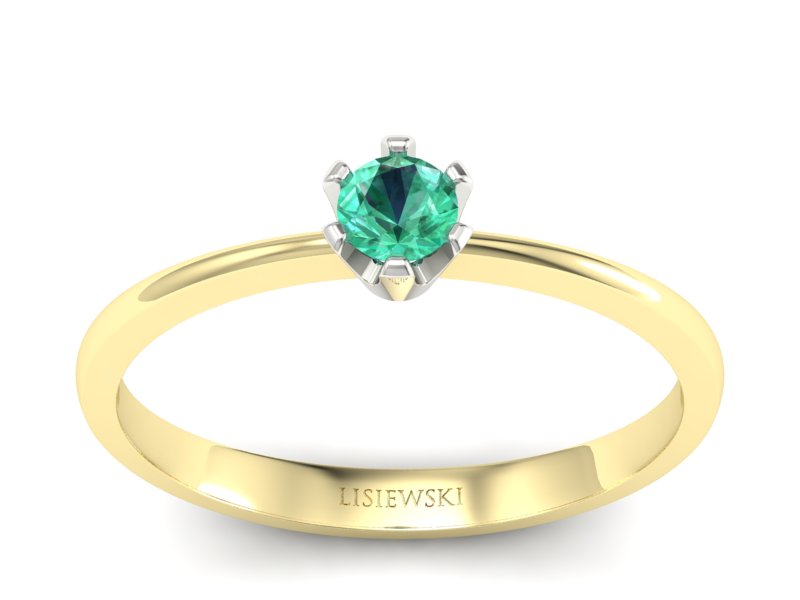 Pierścionek ze szmaragdem żółte i białe złoto - 40004zbsm
