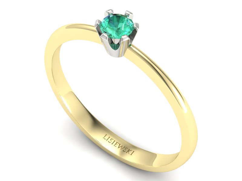 Pierścionek ze szmaragdem żółte i białe złoto - 40004zbsm — zdjęcie 3