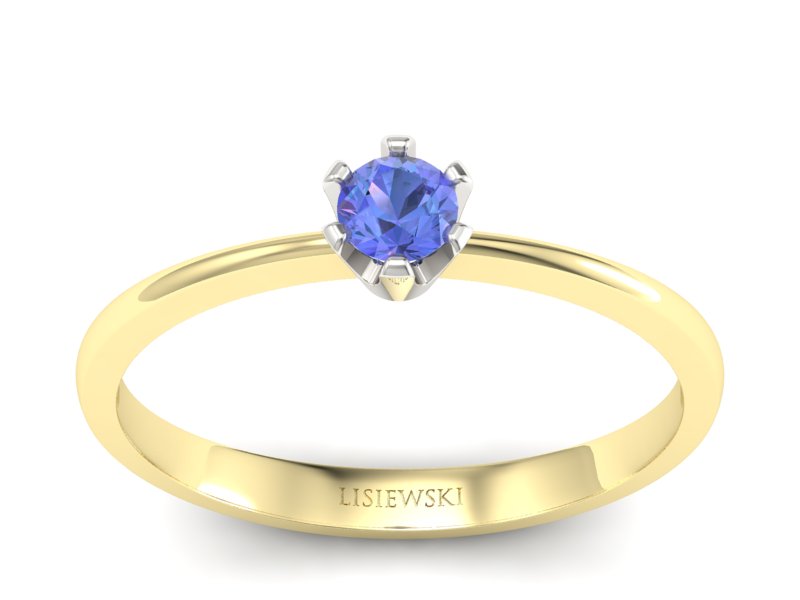 Pierścionek z tanzanitem żółte i białe złoto - 40004zbt