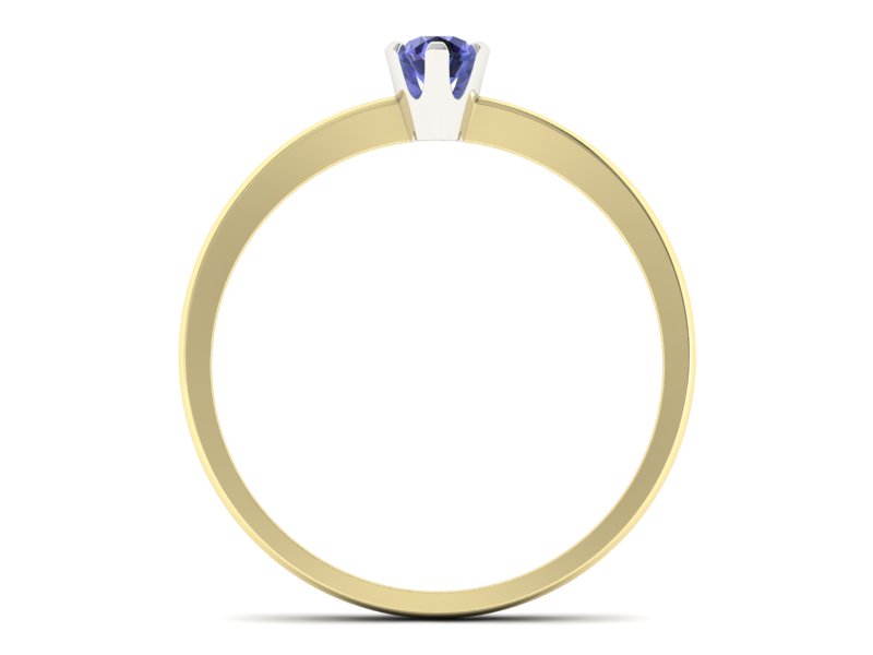 Pierścionek z tanzanitem żółte i białe złoto - 40004zbt — zdjęcie 2