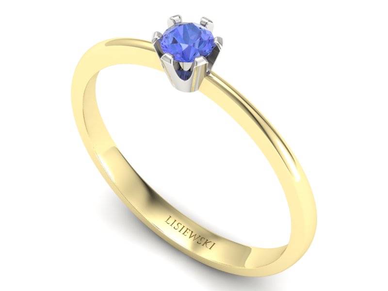 Pierścionek z tanzanitem żółte i białe złoto - 40004zbt — zdjęcie 3