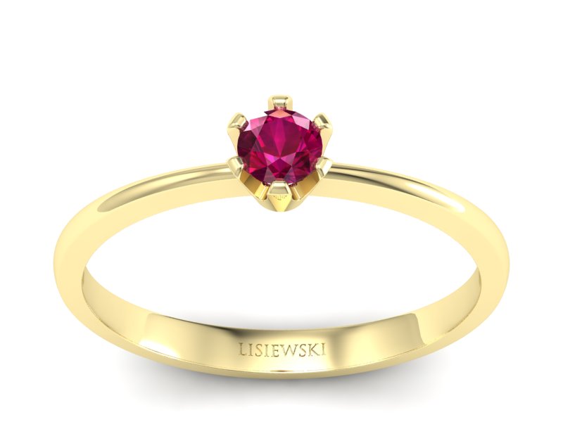 Złoty pierścionek z rubinem żółte złoto - 40004zr