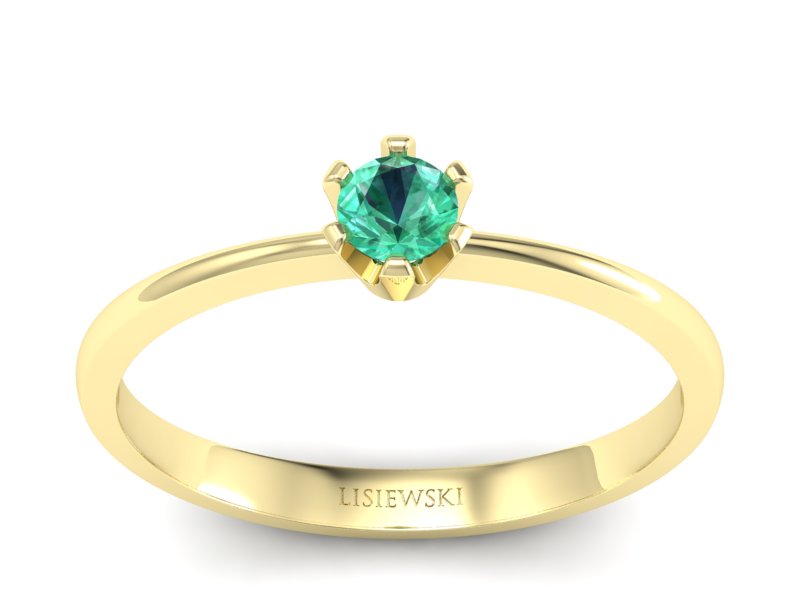 Złoty pierścionek ze szmaragdem żółte złoto - 40004zsm