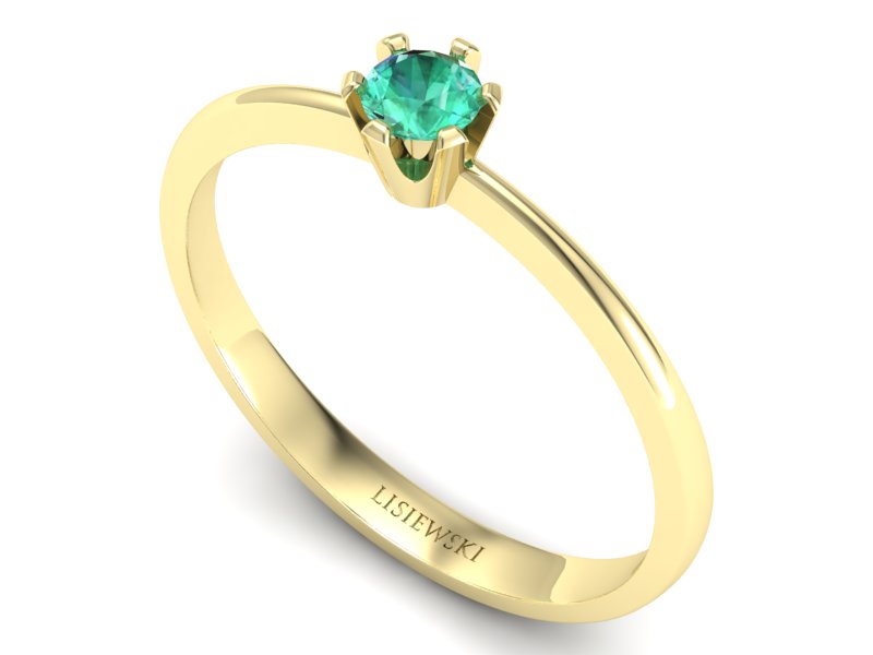 Złoty pierścionek ze szmaragdem żółte złoto - 40004zsm — zdjęcie 3