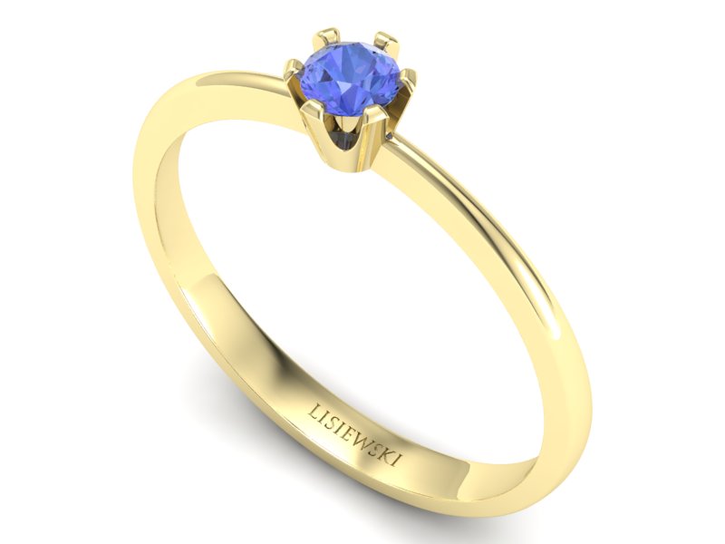 Złoty pierścionek z tanzanitem żółte złoto - 40004zt — zdjęcie 3