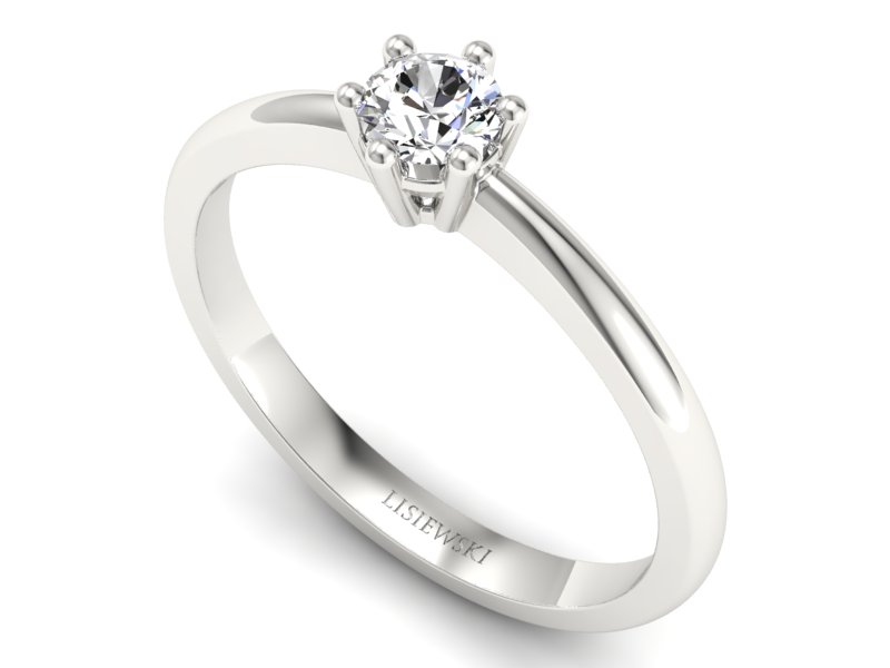 Złoty pierścionek z brylantem białe złoto - 40005b_ — zdjęcie 3