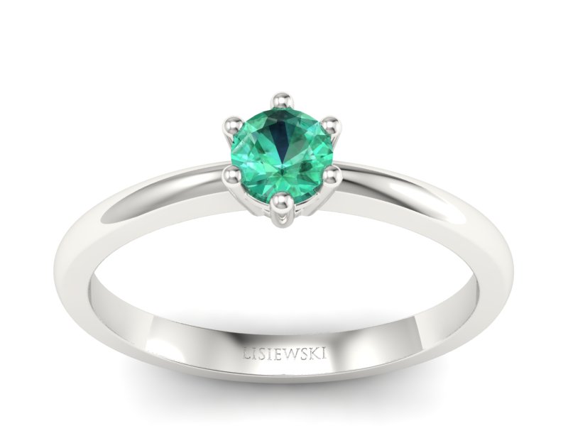 Złoty pierścionek zaręczynowy ze szmaragdem - 40005bsm