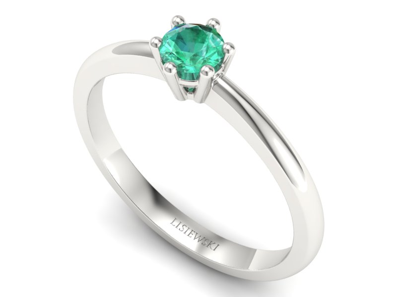 Złoty pierścionek zaręczynowy ze szmaragdem - 40005bsm — zdjęcie 3