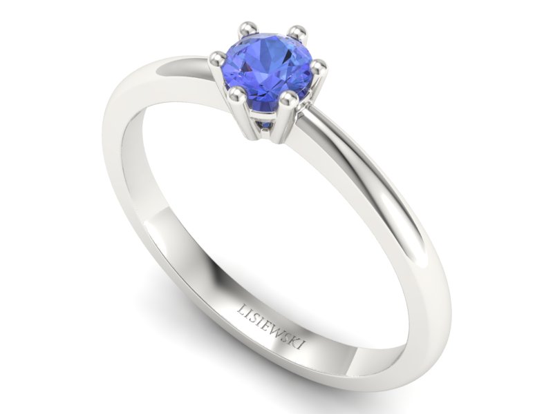 Złoty pierścionek z tanzanitem białe złoto - 40005bt — zdjęcie 3
