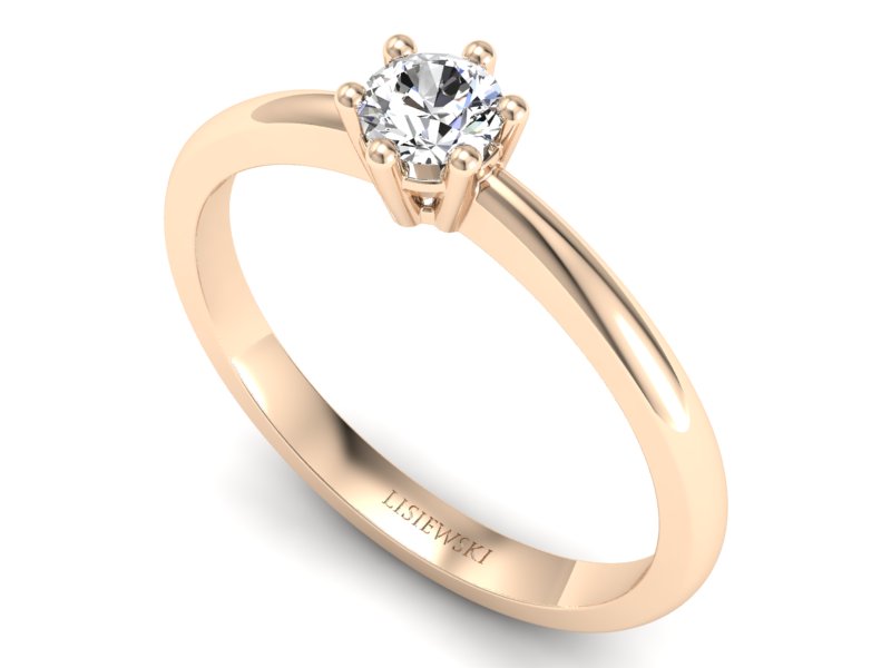 Złoty pierścionek z brylantem różowe złoto - 40005c — zdjęcie 3