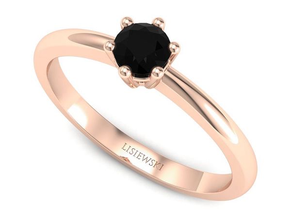 Pierścionek zaręczynowy czarny brylant różowe złoto - 40005ccz- 1