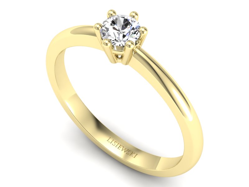 Złoty pierścionek z brylantem żółte złoto - 40005z — zdjęcie 3