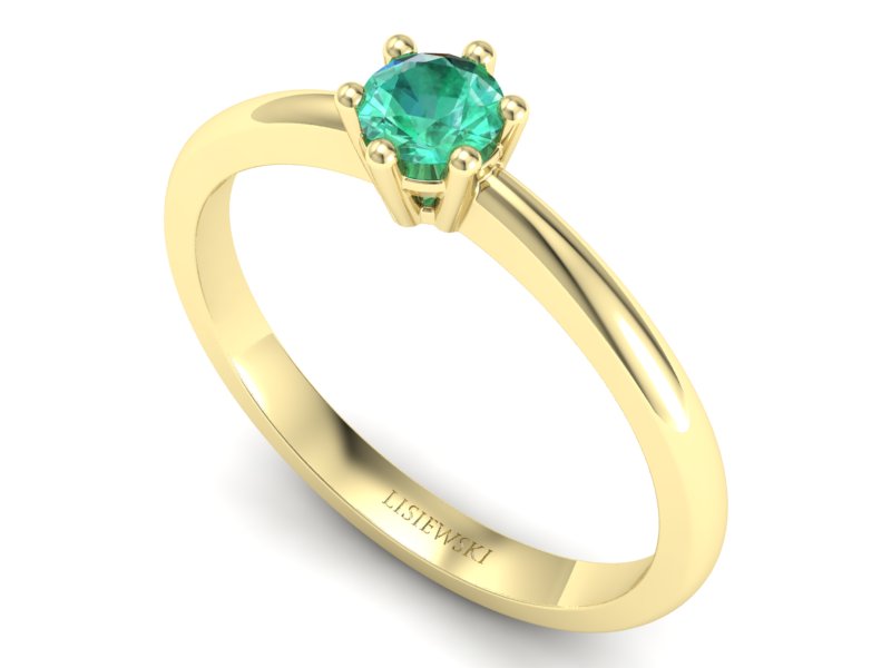 Złoty pierścionek ze szmaragdem żółte złoto - 40005zsm — zdjęcie 3