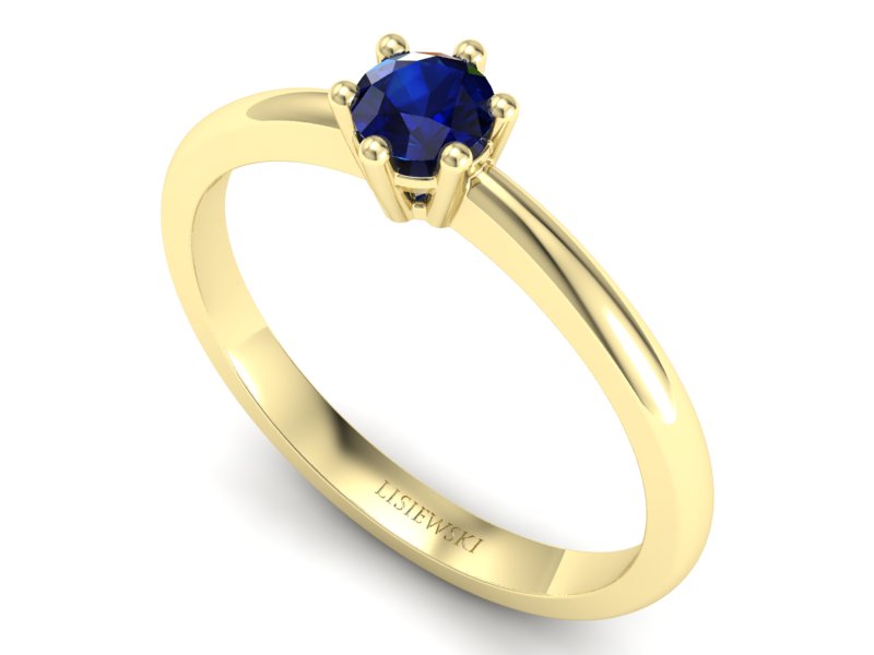 Złoty pierścionek z szafirem żółte złoto - 40005zsz — zdjęcie 3