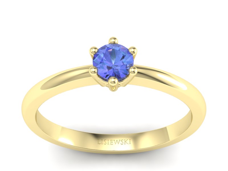 Złoty pierścionek z tanzanitem żółte złoto - 40005zt
