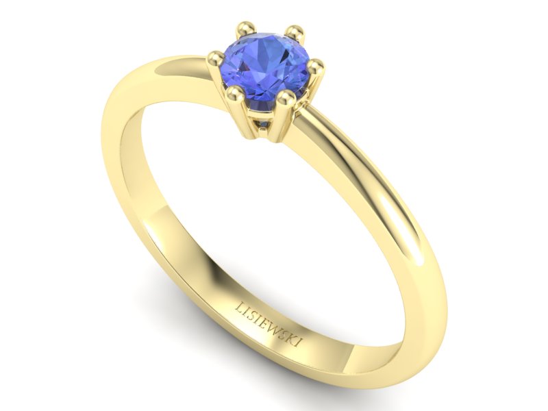Złoty pierścionek z tanzanitem żółte złoto - 40005zt — zdjęcie 3