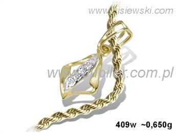 Złoty Wisiorek zawieszka z cyrkoniami żółte złoto 585 - 409w - 1